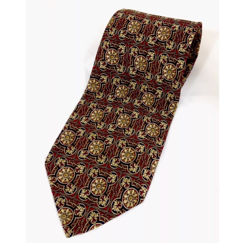 Valentino Medallion Print 100% Silk Neck Tie